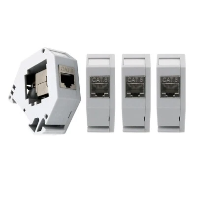 4x Keystone CAT8.1 Hutschienenadapter RJ45 Buchse Modul Metall geschirmt Set - Bild 1 von 4