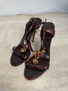 Giuseppe Zanotti Heels Size 35.5 Genuine Leather Made In Italy - Picture 1 of 4