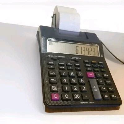 Electric Casio Calculator Receipt Printer Built-in HR-170RC Black Tested Works! - Image 1 of 4