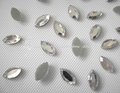 40 Hotfix Strasssteine  Strass Formen ca.4 x 7 mm Spitzoval Crystal aufbügeln - Bild 1 von 3