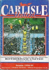 Carlisle United V Rotherham United 23-8-1994 Match Programme 1994-95 League Cup