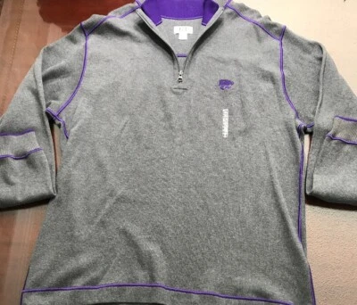 Men's Cutter & Buck Gray Purple 1/2 Zipper Long Sleeve Sweater 2XL - Image 1 of 4