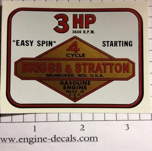 Calcomanía de vinilo Briggs & Stratton 3 hp fácil de aplicar años 60 y 70 - Imagen 1 de 1