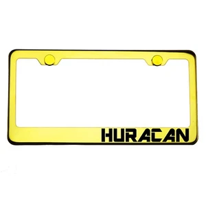 Gold Chrome License Plate Frame HURACAN Laser Engraved Metal Screw Cap - Bild 1 von 8