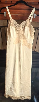 Lencería vintage Pinehurst sin tirantes completos 100 % nailon marfil/beige talla 32 Foto 1 de 4