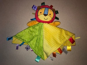 Taggies Lion Lovey Plush Security Blanket Baby Patchkins Yellow Green Blue Red - Picture 1 of 5