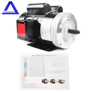 General Electric Motor 1 Phase 3450 RPM 56C 115V/230V 60HZ 5/8"Shaft 2HP CW/CCW - Picture 1 of 9