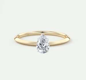 IGI F/VS 1 Ct Pear Cut Lab Created Grown Diamond Engagement Ring 14K Yellow Gold - Picture 1 of 2