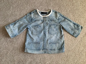 DISQUARED2 ~ Italy ~ Denim Nylon & Geniune Leather Jacket Size 42 Small - Picture 1 of 6