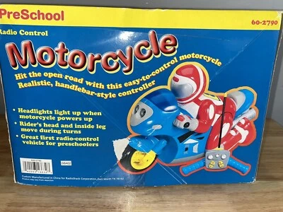Rare Vintage RC Radio Shack preschool Radio Controlled Motorcycle CIB HTF - Image 1 of 4