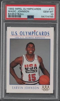 Magic Johnson ~ Impel Olympicards Team 1992 EE. UU. #11 ~ PSA 10 Foto 1 de 2