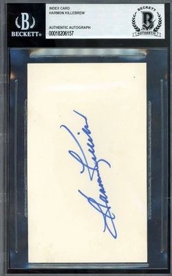 Harmon Killebrew Beckett BAS Signed 3x5 Index Card Autograph - Image 1 of 2