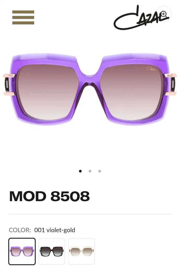 Cazal 8508 001 Sunglasses Women's Purple/Brown Lenses Square Shape 54mm