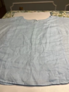 J Jill Linen Light Blue Boxy Tunic Shirt Top Blouse Sz Lip - Picture 1 of 10