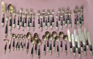 Siam Brass & Rosewood Vintage Set of 57 pieces Thailand MCM Flatware NICE! - Picture 1 of 11