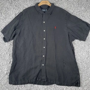 Polo Ralph Lauren Leinen Seide Hemd Herren XXL Schwarz Kurzarm Preppy Golf - Bild 1 von 5