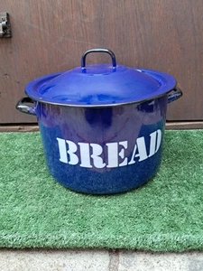 Vintage Blue Enamel Bread Bin & Lid Made In Poland (#613) - Picture 1 of 10