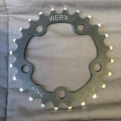 Plato MTB Werx Vintage AVITAR 24t x 74mm BCD CNC’d Negro Nuevo de Lote Antiguo Hecho en EE. UU.!!! Foto 1 de 4