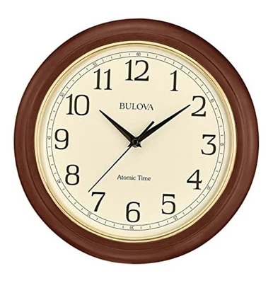  Reloj de Pared Analógico Atomic Time 2 C5004 | Marco de Madera 12.4", Ajusta Tiempo  Foto 1 de 4