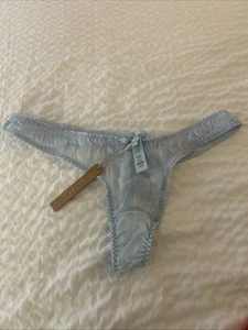 NEW! $28 SKIMS ROMANCE SILK DIPPED THONG UNDERWEAR CELESTE SZ L - Picture 1 of 5