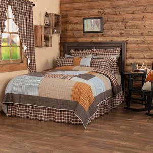 Rustic Twin Quilt Grey Patchwork Rory Chambray Cotton Bedroom Decor VHC Brands - Picture 1 of 5