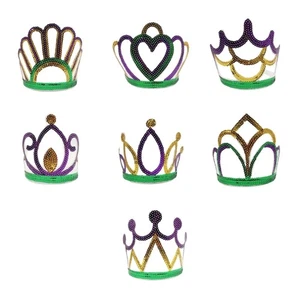 Stunning Mardi Gras Crown Sequins Hair Decoration for Special Occasions - Picture 1 of 12