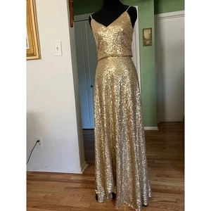 Revelry Gold Pailletten Kleid Petite Maxi Party Cocktail Glitzer UVP 168 $ Größe 2 - Bild 1 von 13