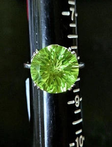 🟢HTF! 8 CONCAVE CUT NATURAL GREEN TRIPLET QUARTZ 925 STERLING LOTUS FLOWER RING - Picture 1 of 14