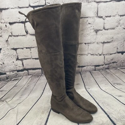 Botas Marc Fisher Mujer Talla 7.5M Gris Humor2 Sobre la Rodilla Planas Terciopelo Pull On Foto 1 de 4