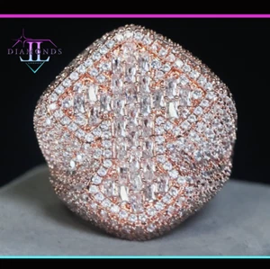 Hip Hop Cross Ring | Simulated Baguette Diamond Cross Ring, Rose Gold Cross Ring - Picture 1 of 10