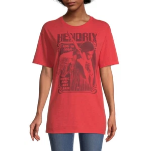 Juniors Womens Crew Neck Short Sleeve Graphic T-Shirt Jimmy Hendrix Size Medium - Picture 1 of 3