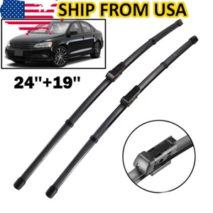 Pair Windshield Flat Wiper Blades Front Window Set For VW Jetta A6 2011- 24+19in - Picture 1 of 6