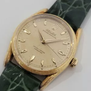 Mens Rolex Oyster Perpetual 6550 Bombay 1960s 33mm 18k Gold Automatic RJC203G - Picture 1 of 12