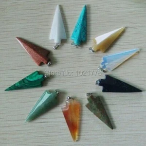 Wholesale 10pcs Mixed Natural Stone Arrow Pendants Necklace DIY Jewelry Marking - Picture 1 of 3