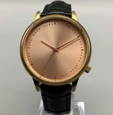 Komono The Estelle Watch Women 36mm Gold Tone Black Leather Band New Battery - Image 1 of 4