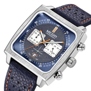 MEGIR Waterproof Men's Quartz Watch Leather Luminous Business Chronograph Luxury - Picture 1 of 12