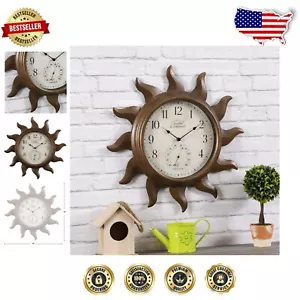 Elegant Aged Copper 19'' Outdoor Wall Clock with Thermometer for Garden & Patio - Picture 1 of 9