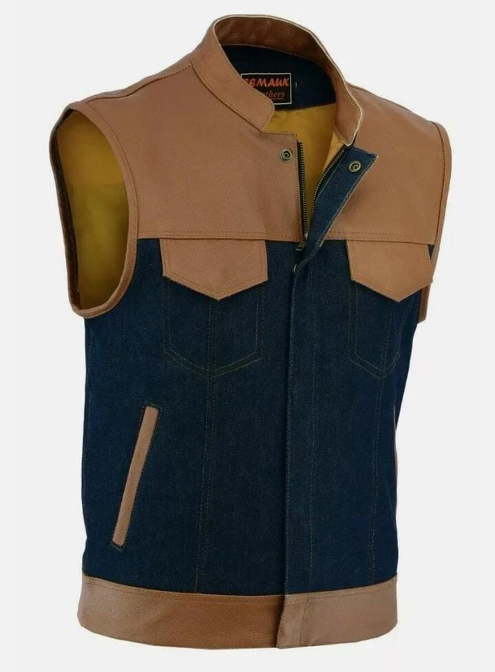 Men Native Style Western Cowboy suede Leather vest  Fringe & Beaded - Image 1 of 4