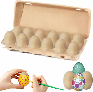 Easter Unpainted Wooden 2.3" Inch Eggs, 12-Pack, Perfect for Easter Crafts, Déco - Picture 1 of 12