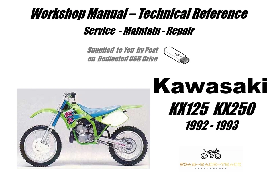 Kawasaki KX250 KX 250  Service Repair Workshop Manual USB 1992 - 1993 - Image 1 of 4