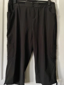 STYLE &CO black elastic waist 6 pocket collote/capri style wide tie leg pants XL - Picture 1 of 9