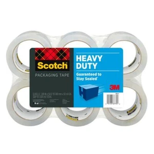 Scotch Heavy Duty Shipping Packaging Tape 54.6 yds Clear 6 Rolls Strong Seal - Picture 1 of 11