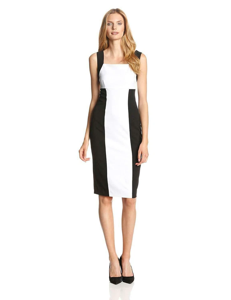 Vestido Vaina Marc New York Andrew Marc Colorblock Talla 2 Negro Marfil Foto 1 de 1