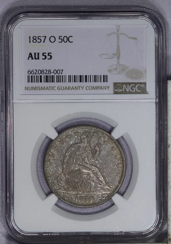 1857-O Liberty Seated Half Dollar 50c NGC AU55 - Sweet original coin! Cover