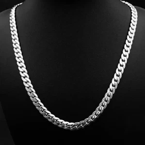 Unisex Men Women 18" Silver Flat Link Chain Necklace 925 Silver Chain 5MM - Picture 1 of 7