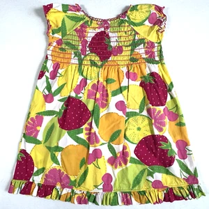 Hanna Andersson Smocked Fruit Dress Girls 140/10 Short Sleeve Ruffle Trim - Picture 1 of 8