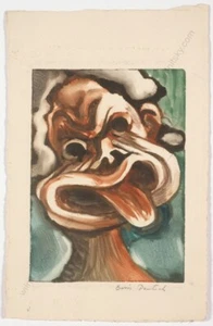 Boris Deutsch (1892-1978) "Creature" watercolor over drypoint, 1960s (1) - Picture 1 of 9