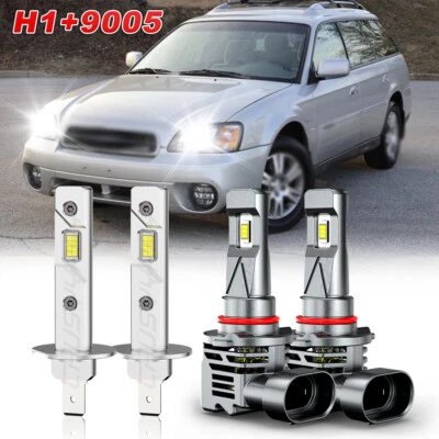 Kit de faróis de LED 6000K lâmpadas para Subaru Outback 2000-2004 Hi/Lo Beam 4x H1+9005 - Imagem 1 de 4