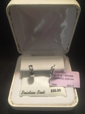 Pendientes de aro de plata de acero inoxidable Kohl’s Foto 1 de 4
