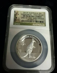 2012 P Australia Kangaroo Silver $1 Coin - NGC PF70 Ultra Cameo High Relief .... - Picture 1 of 2